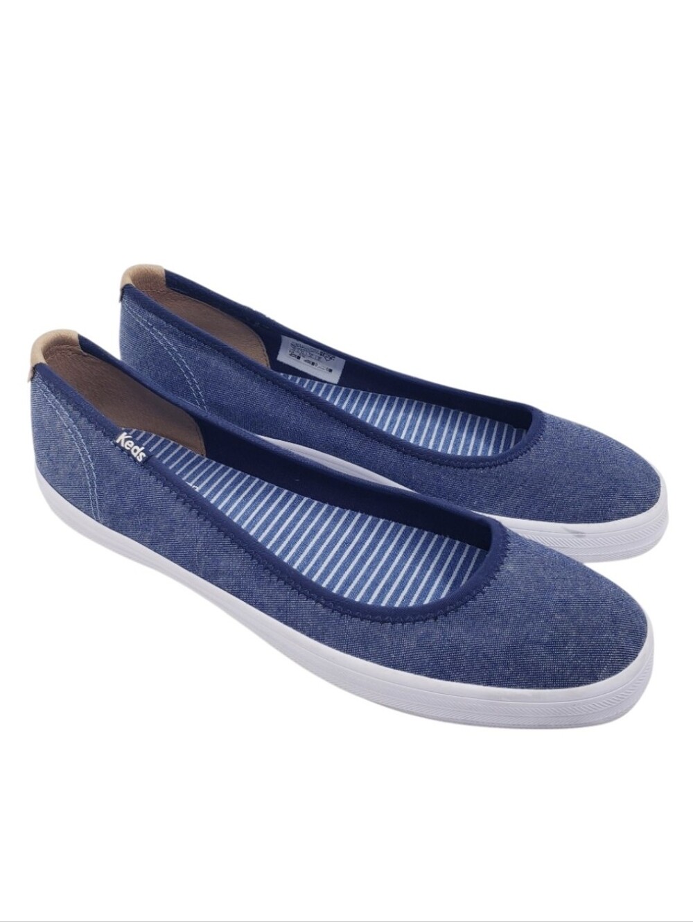 Keds Blue Chambray Bryn Round Toe Slip On Ballet Flats Sneakers Women's Size 10